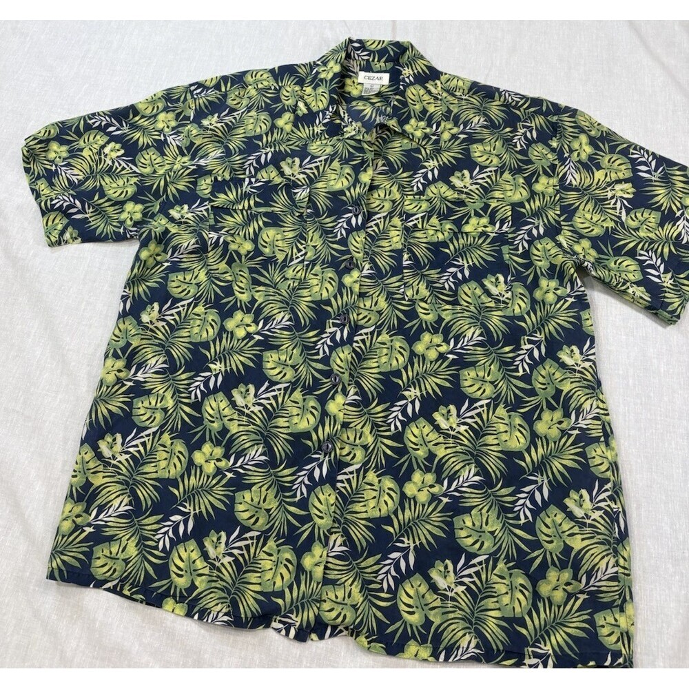 Cezar Vintage Men’s Tropical Hawaiian 100% Silk Shirt Size L